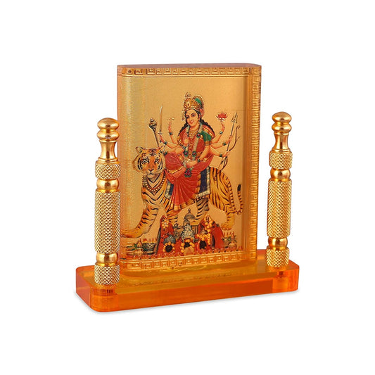 Durga Mata Idol for Car Dashboard (Standard, Multicolor, 8 cm x 7 cm x 3 cm)