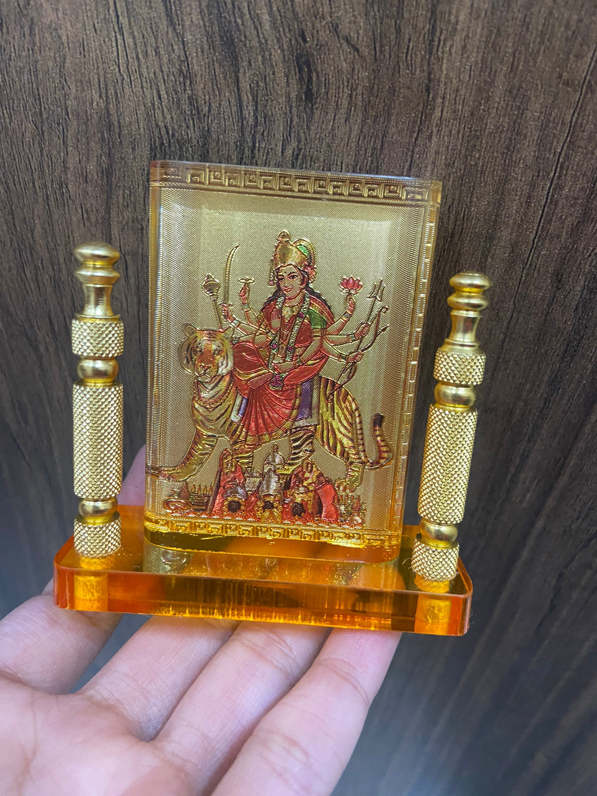 Durga Mata Idol for Car Dashboard (Standard, Multicolor, 8 cm x 7 cm x 3 cm)