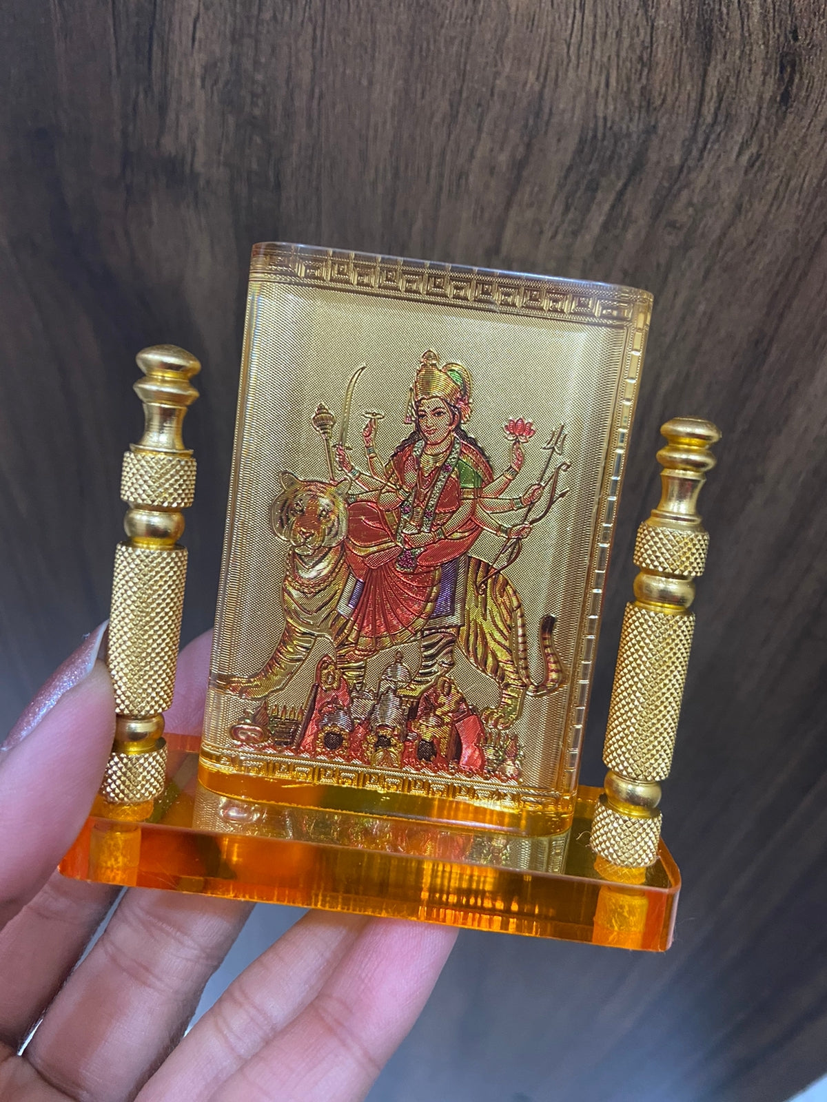 Durga Mata Idol for Car Dashboard (Standard, Multicolor, 8 cm x 7 cm x 3 cm)