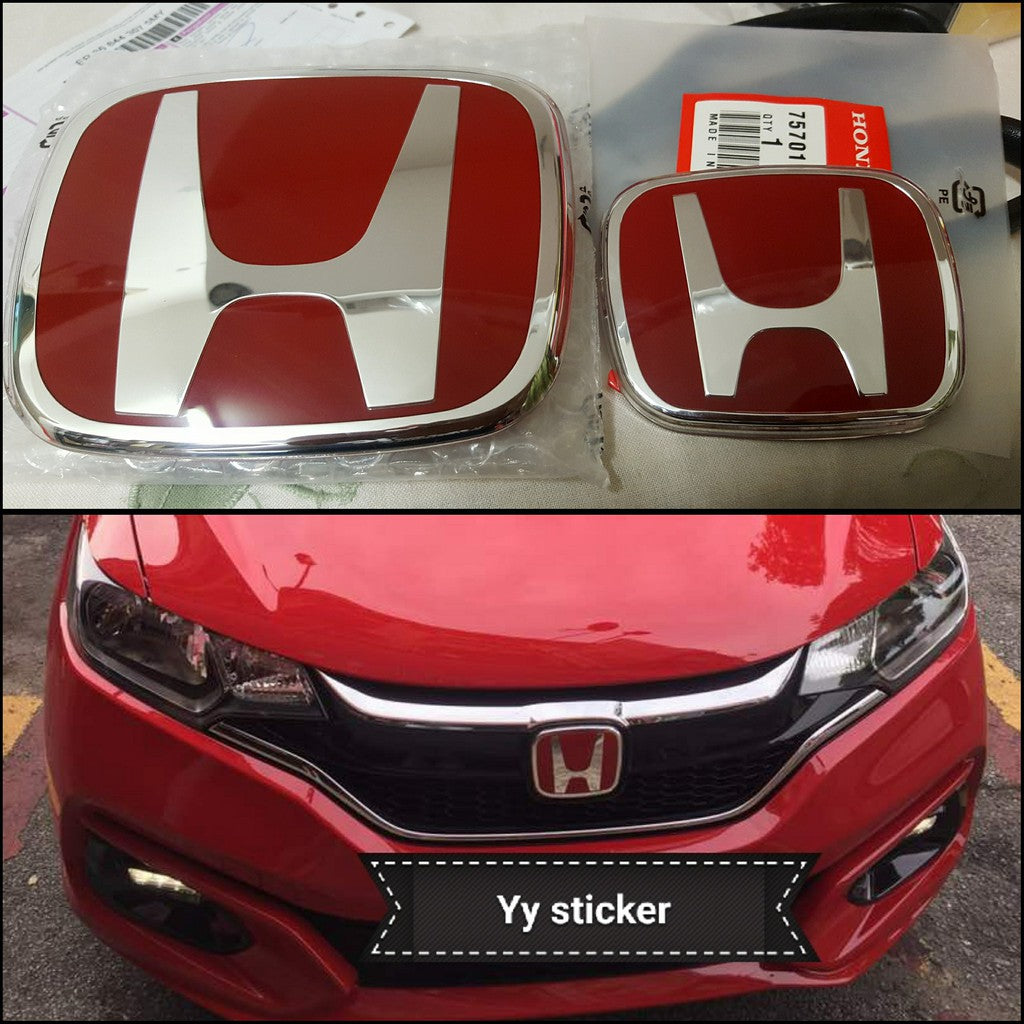 HONDA Genuine TYPE-R Front Rear Steering Red Black Chrome Premium Acrylic H Logo Emblem Made In Japan