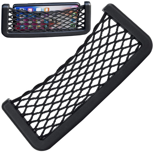 Universal Car Net Holder Phone Holder Pocket Organizer String Bag (Black).  ( Large- 19X8 Cm)