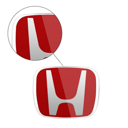 Car H Steering Logo Compatible for City Civic Amaze Jazz WRV BRV JDM Style 50mmx40mm (Red Chrome H)