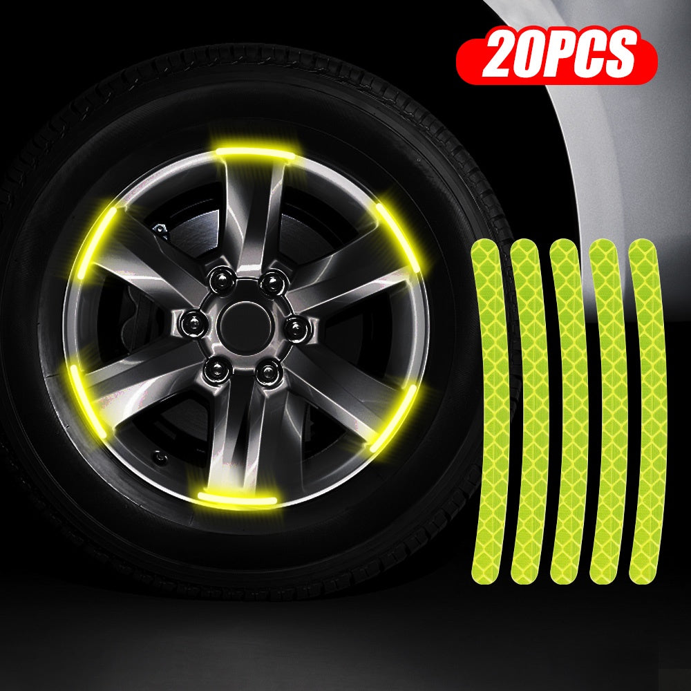 Car Tyre Reflective Stickers for Rim Universal Safety Warning reflecti ...