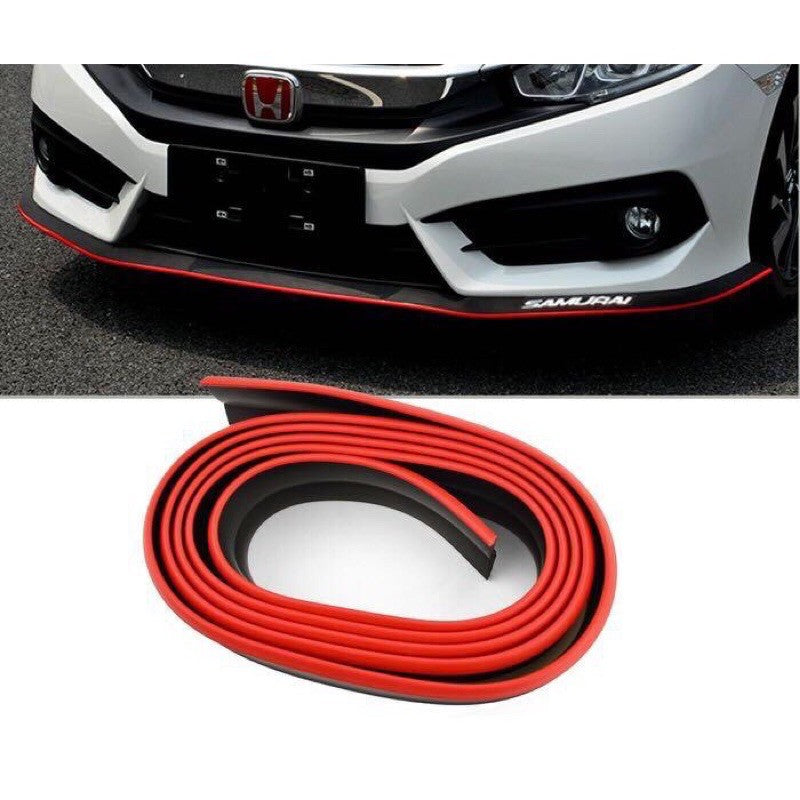 Universal 2.5M Car Front Bumper Lip Splitter Spoiler Rubber Skirt Protector Body Trim 8.2ft (Black Protector)