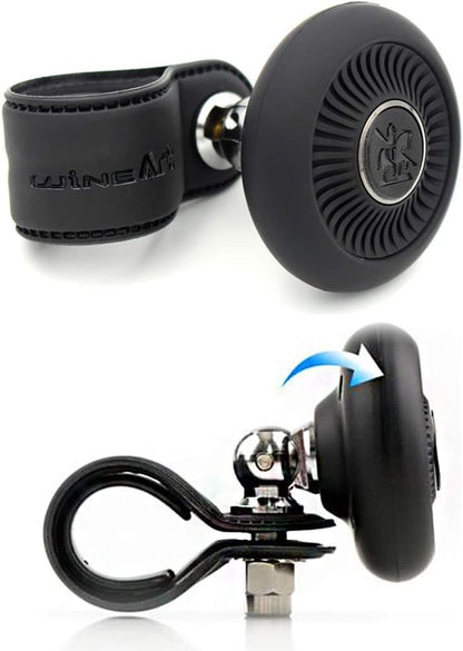 Leather Power Button] BLACKSUITL can be fitted to all models Handle Power Steering Wheel Spinner Knob (Black