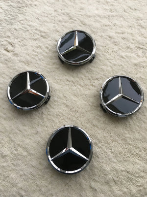 Black mercedes wheel center caps deals