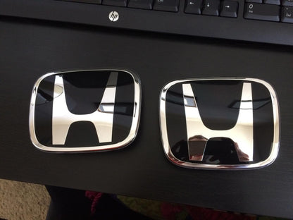 HONDA Genuine TYPE-R Front Rear Steering Red Black Chrome Premium Acrylic H Logo Emblem Made In Japan