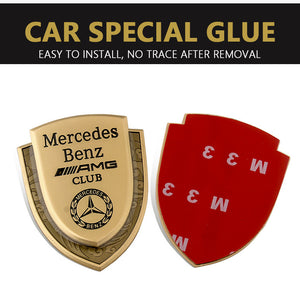 1 x Metal New MERCEDES OWNERS CLUB Logo Car Auto Decorative Side Rear Emblem Badge Sticker Decal for Mercedes