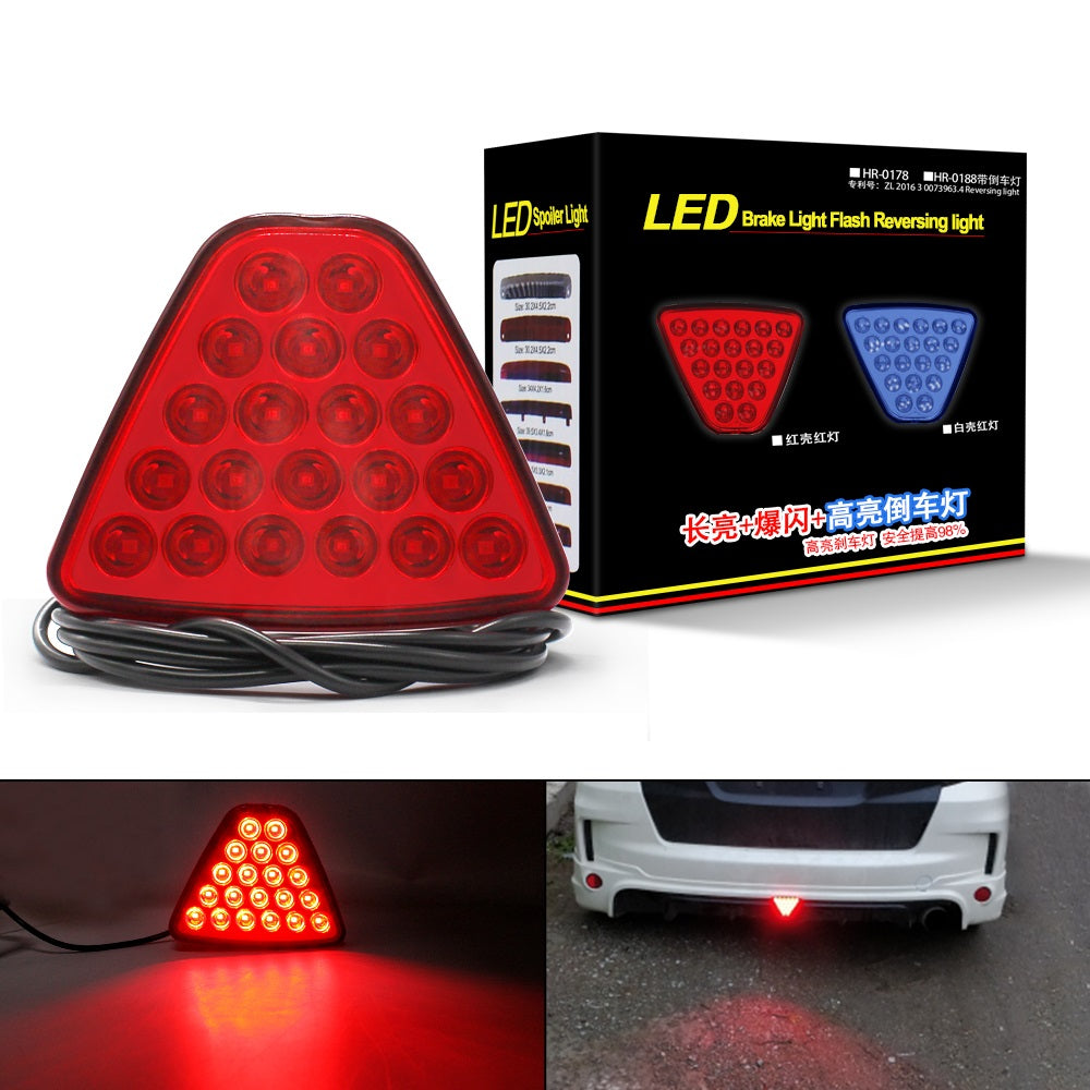 CarOxygen -12 LED Car Blinking Brake Light Triangle F1 Style Rear Tail Brake Lamp 12V Universal Fit for All Cars (Red)