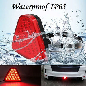 CarOxygen -12 LED Car Blinking Brake Light Triangle F1 Style Rear Tail Brake Lamp 12V Universal Fit for All Cars (Red)
