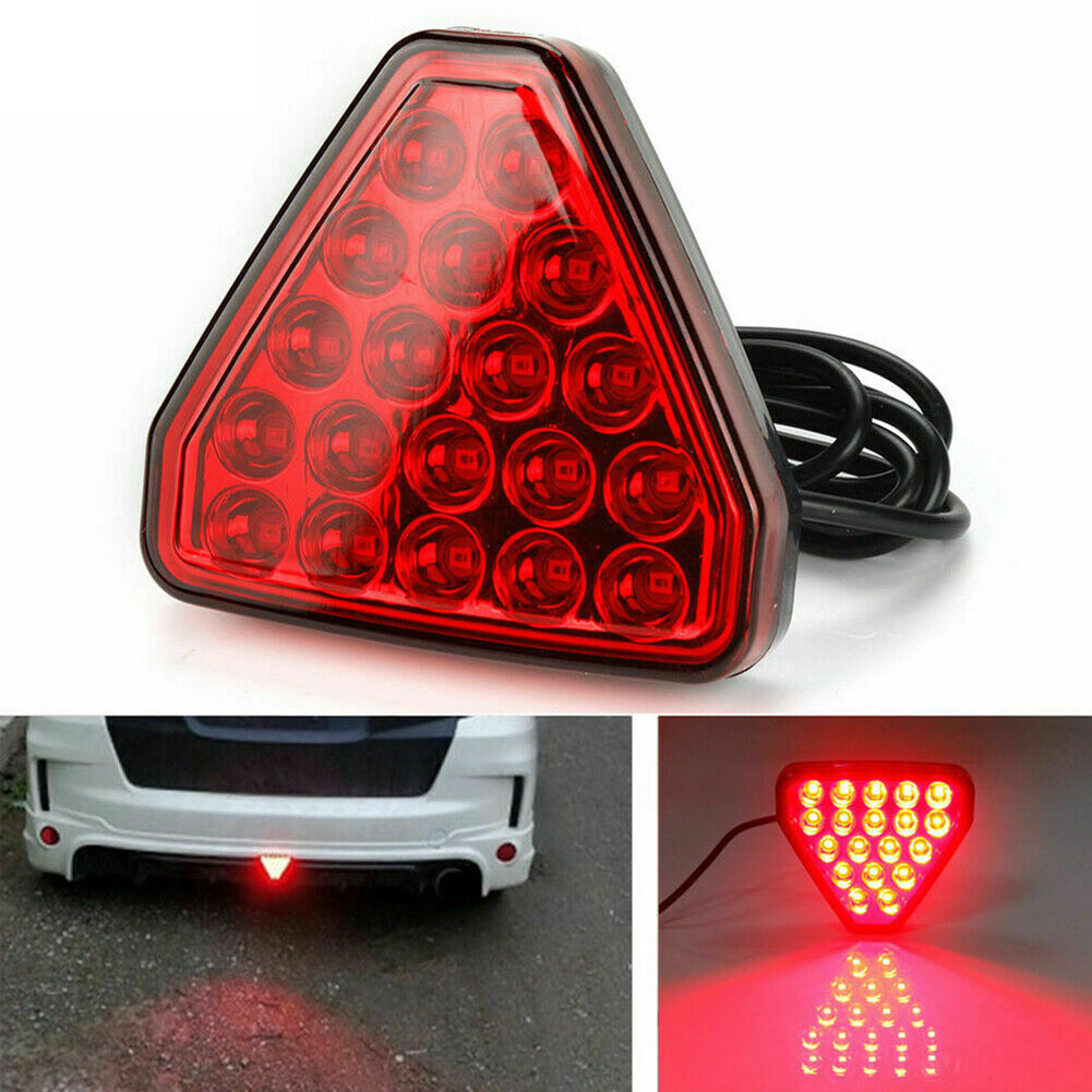 CarOxygen -12 LED Car Blinking Brake Light Triangle F1 Style Rear Tail Brake Lamp 12V Universal Fit for All Cars (Red)