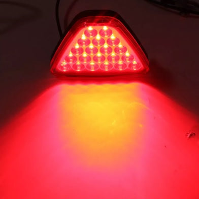 CarOxygen -12 LED Car Blinking Brake Light Triangle F1 Style Rear Tail Brake Lamp 12V Universal Fit for All Cars (Red)