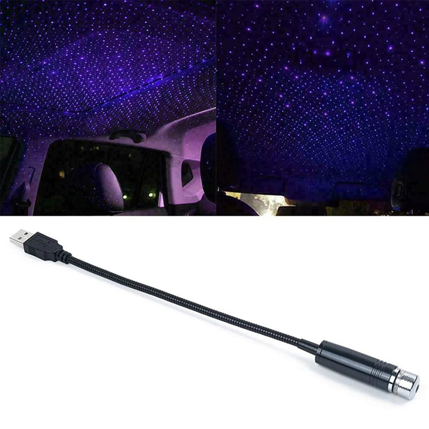 USB Roof Star Projector Lights with 3 Modes, USB Portable Adjustable Flexible Interior Car Night Lamp Decor with Romantic Galaxy Atmosphere fit Car, Ceiling, Bedroom, Party (Plug&Play, REd)