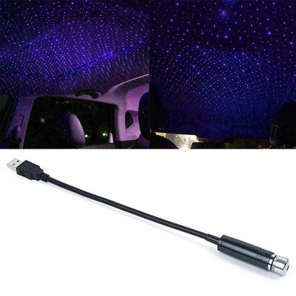 USB Roof Star Projector Lights with 3 Modes, USB Portable Adjustable Flexible Interior Car Night Lamp Decor with Romantic Galaxy Atmosphere fit Car, Ceiling, Bedroom, Party (Plug&Play, REd)