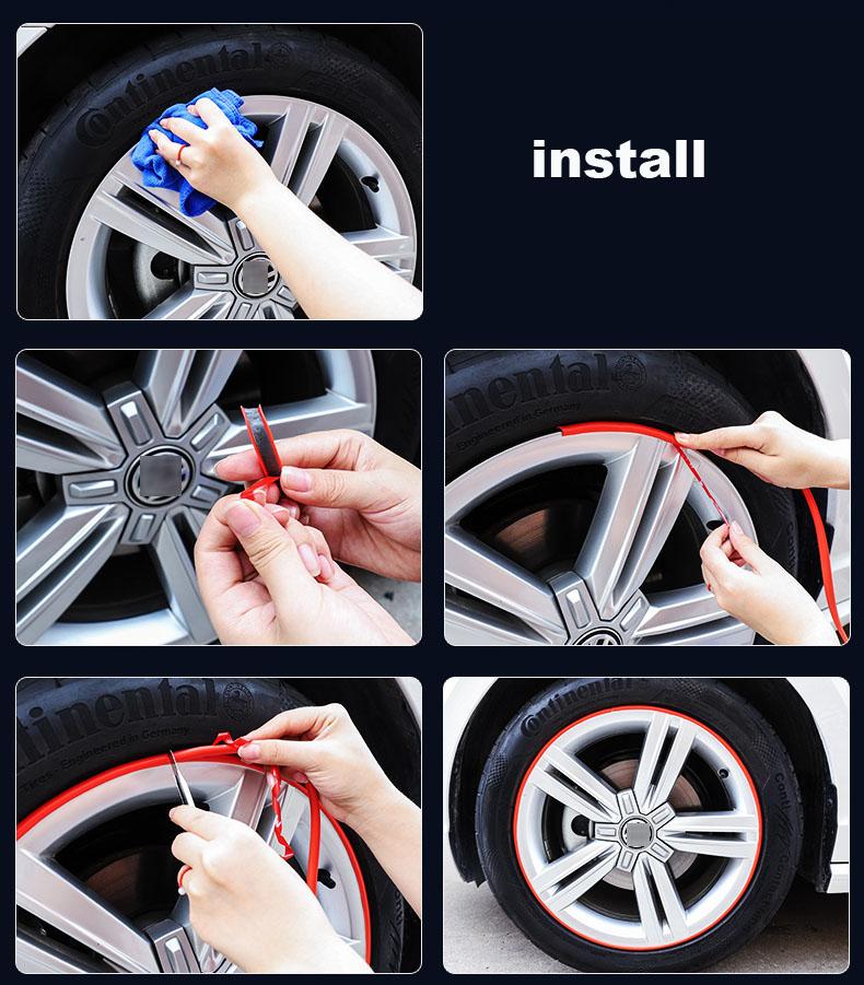 Car Universal Alloy Wheel Hub Rim Ring Tyre Guard Edge Protector Beading Sticker Decorative Strip