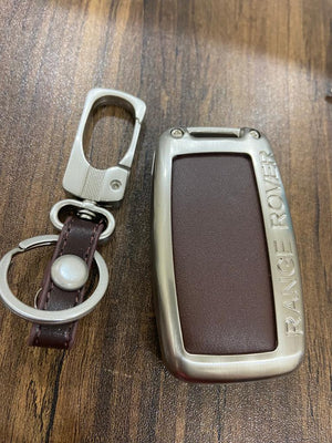 Car Key Cover Case Fob Compatible With Range Rover Sport, Freelander 2, Discovery 4, Evoque Made Up OF Zinc Alloy And Brown Leather