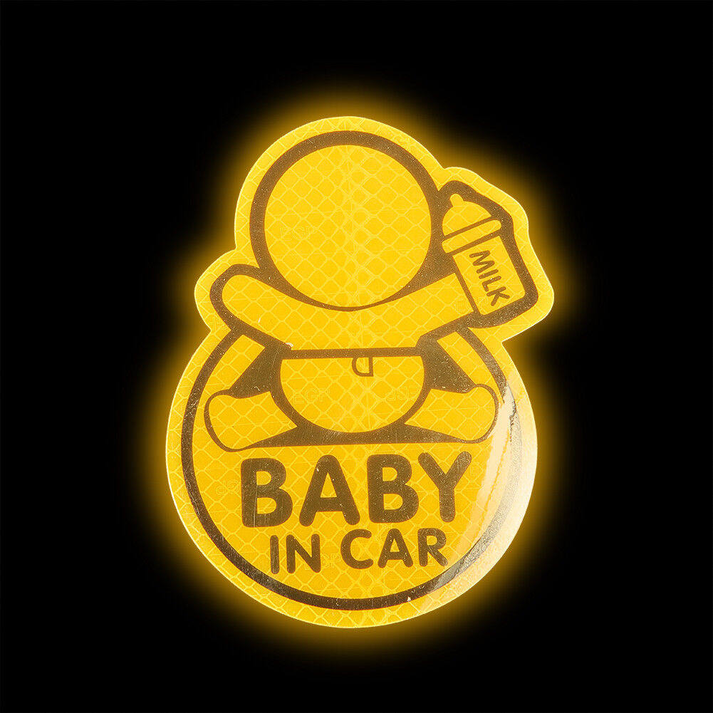 Reflective Baby On Board Baby in Car Window Bumper Sticker Vinyl Decal Cute Sign