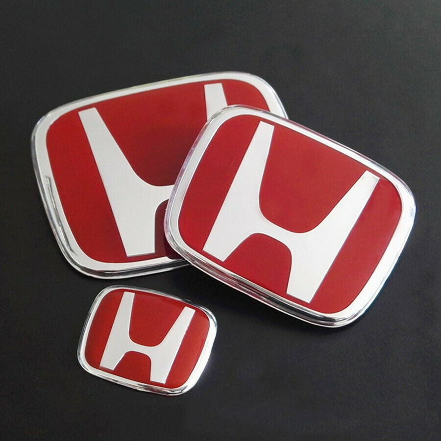 HONDA Genuine TYPE-R Front Rear Steering Red Black Chrome Premium Acrylic H Logo Emblem Made In Japan