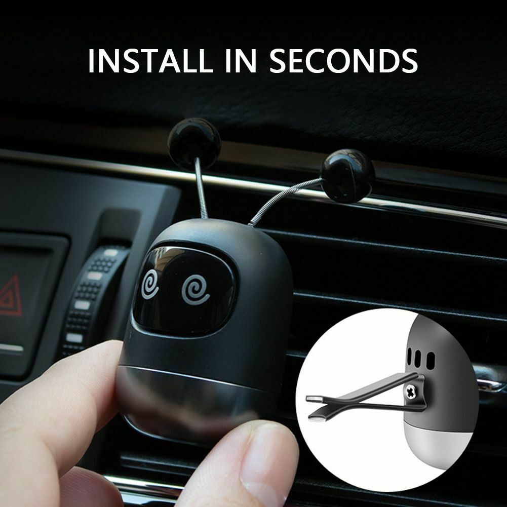 1 Set Car Air Freshener Vent Clips Robot Shape Car Airfreshener Perfume Diffuser Car Perfumes Aroma Clip for Car Living Room Office Decoration (Black)