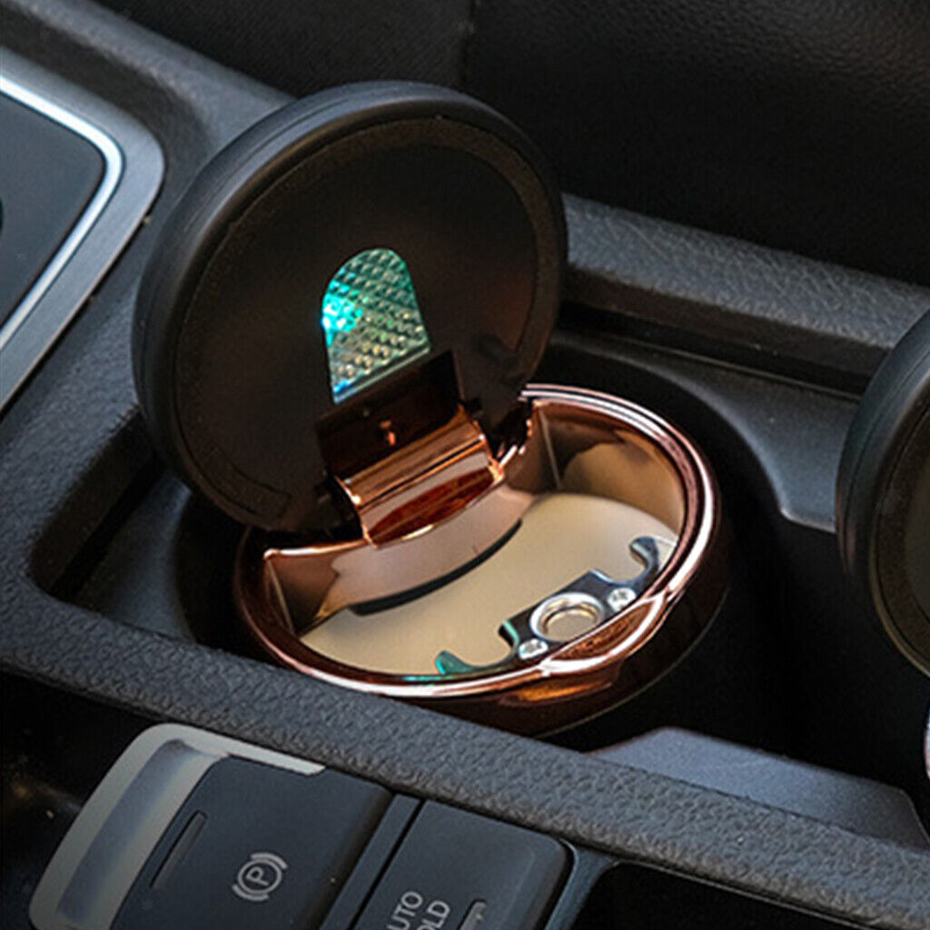 Car Ashtray with Colorful LED Lights,MoreChioce Universal Detachable Cigarette Smokeless Cylinder Cup Holder with Lid Windproof Fireproof Smoke Cup Holder for Car,Home and Office