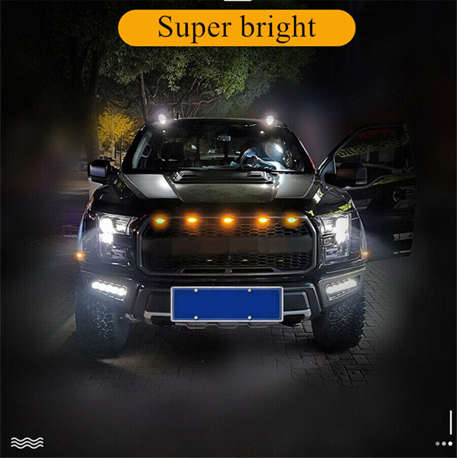 6Pcs 12 LED Amber/Yellow Front Grille Lighting Kit Universal For Truck SUV Raptor Style