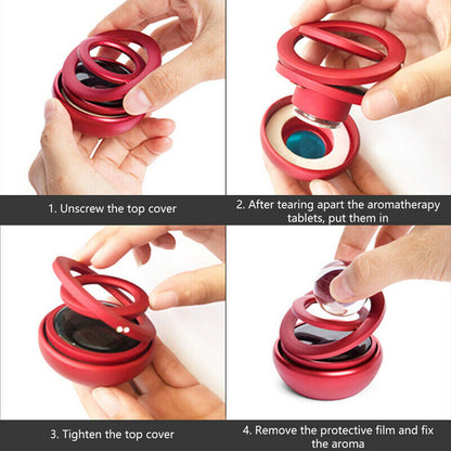 CarOxygen - Double Ring Crystal Auto Rotate Solar Car Perfume