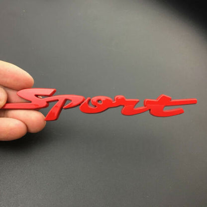 CarOxygen - Sport Cursive Black Badge Emblem Sticker Decal for All Car Bike Mobile Laptop/Metal Sticker Badge for Cars and Bikes