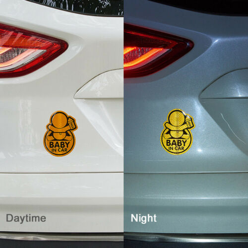 Reflective Baby On Board Baby in Car Window Bumper Sticker Vinyl Decal Cute Sign