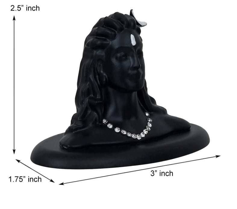 Premium Metal Adiyogi Shiva Statue for Home and Car Dashboard ( Self Adhesive, Black, 2.5 in)