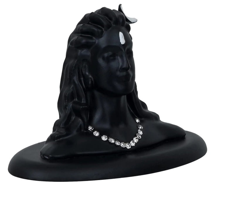 Premium Metal Adiyogi Shiva Statue for Home and Car Dashboard ( Self Adhesive, Black, 2.5 in)