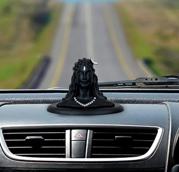 Premium Metal Adiyogi Shiva Statue for Home and Car Dashboard ( Self Adhesive, Black, 2.5 in)