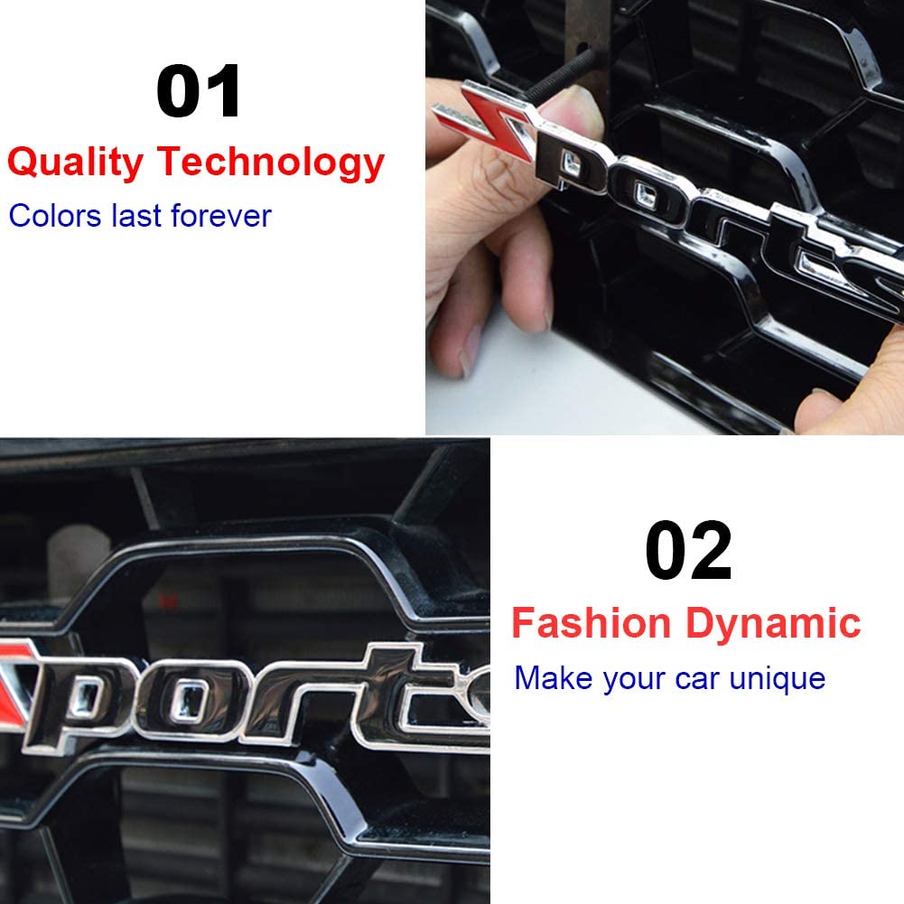 3D Sports Car Grille Badge Emblem Front Grilles Metal Sticker Decals for Cars Truck Universal