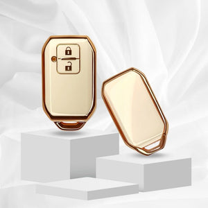 TPU Key Cover Compatible with Suzuki Swift, Baleno, Dzire, Brezza, Celerio, Grand Vitara, XL6, Ignis, Ertiga 2 Button Smart Key (White)