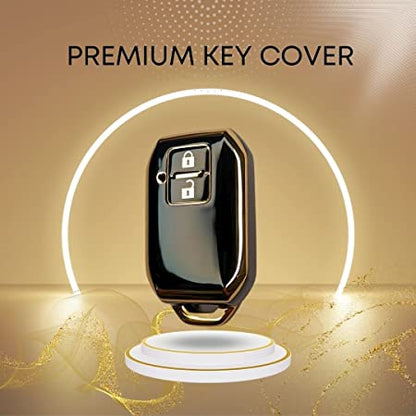 TPU Key Cover Compatible with Suzuki Swift, Baleno, Dzire, Brezza, Celerio, Grand Vitara, XL6, Ignis, Ertiga 2 Button Smart Key (White)