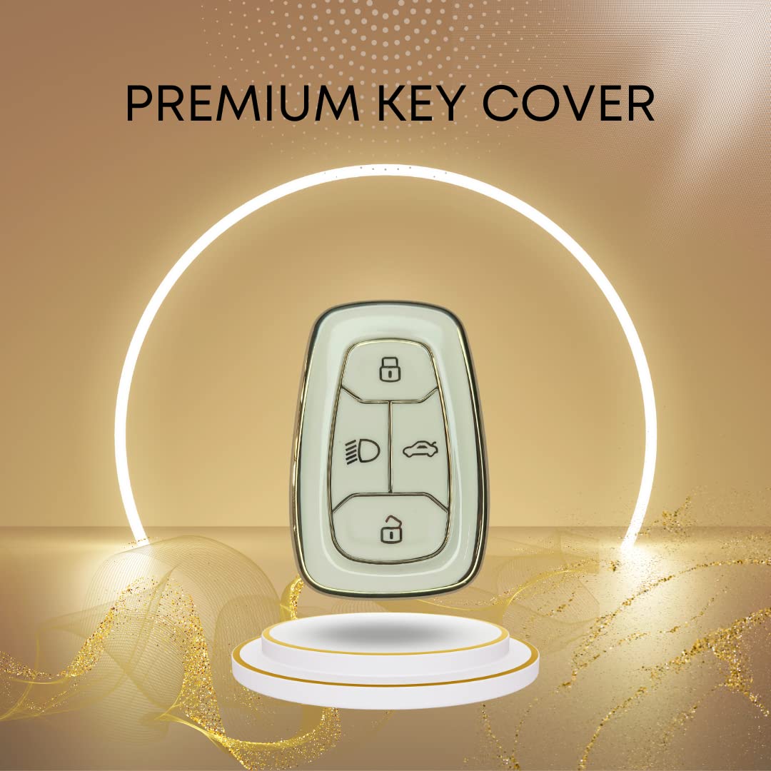 TPU Key Cover Compatible for Tata Nexon, Harrier, Altroz, Tigor BS6, Punch, Safari 2021, Safari Gold 4 Button Smart Key Cover