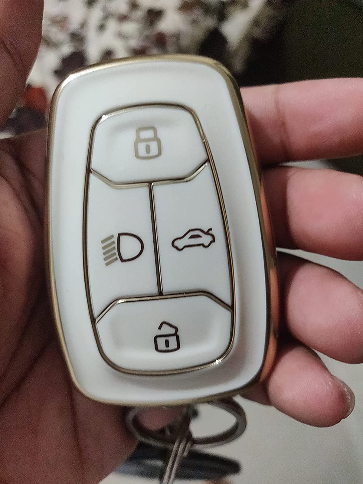 TPU Key Cover Compatible for Tata Nexon, Harrier, Altroz, Tigor BS6, Punch, Safari 2021, Safari Gold 4 Button Smart Key Cover