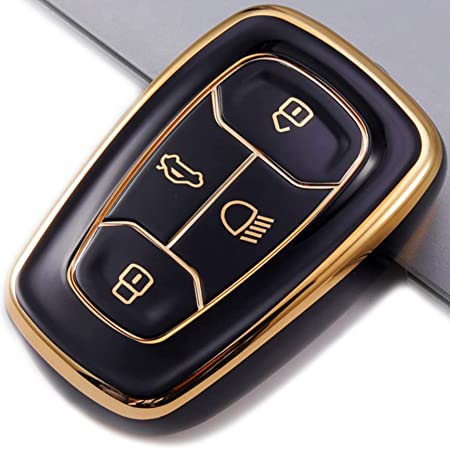 TPU Key Cover Compatible for Tata Nexon, Harrier, Altroz, Tigor BS6, Punch, Safari 2021, Safari Gold 4 Button Smart Key Cover