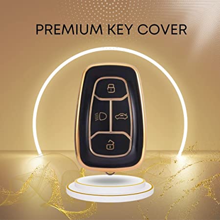 TPU Key Cover Compatible for Tata Nexon, Harrier, Altroz, Tigor BS6, Punch, Safari 2021, Safari Gold 4 Button Smart Key Cover