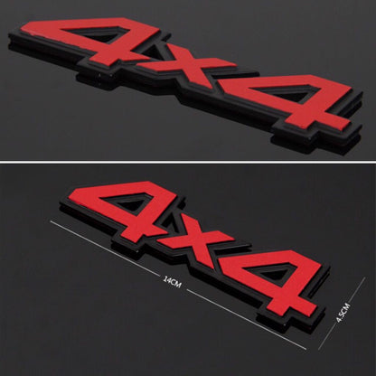 CarOxygen 4x4 Emblem Badge Nameplate 3D Car Sticker Decal Replacement Aluminum Metal, Emblem Badge Decal for, All Cars 14x4.5x0.5CM (Universal) Pack of 1 (Red)