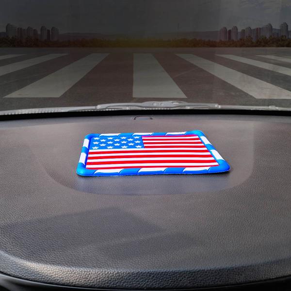 Car Oxygen - Anti-Slip / Anti Skid Car Dashboard Mats, Universal For All Cars, US Flag, Silicone, 1 Piece