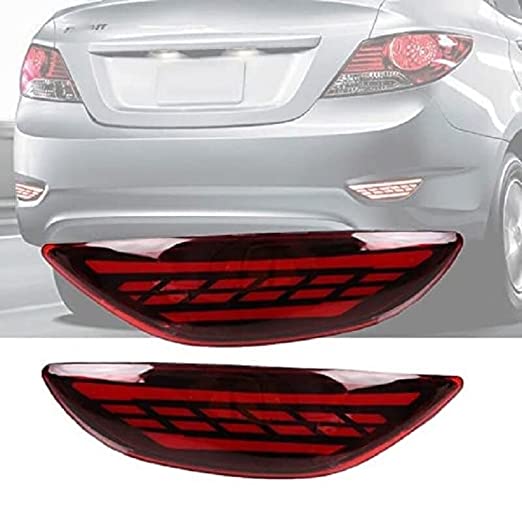 LED Rear Bumper Reflector Brake Tail Stop Lamp, Compatible for Hyundai Accent/Verna/Solaris 2012-2014 - Red