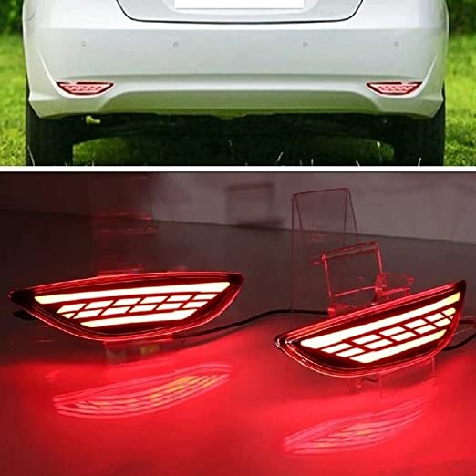 LED Rear Bumper Reflector Brake Tail Stop Lamp, Compatible for Hyundai Accent/Verna/Solaris 2012-2014 - Red