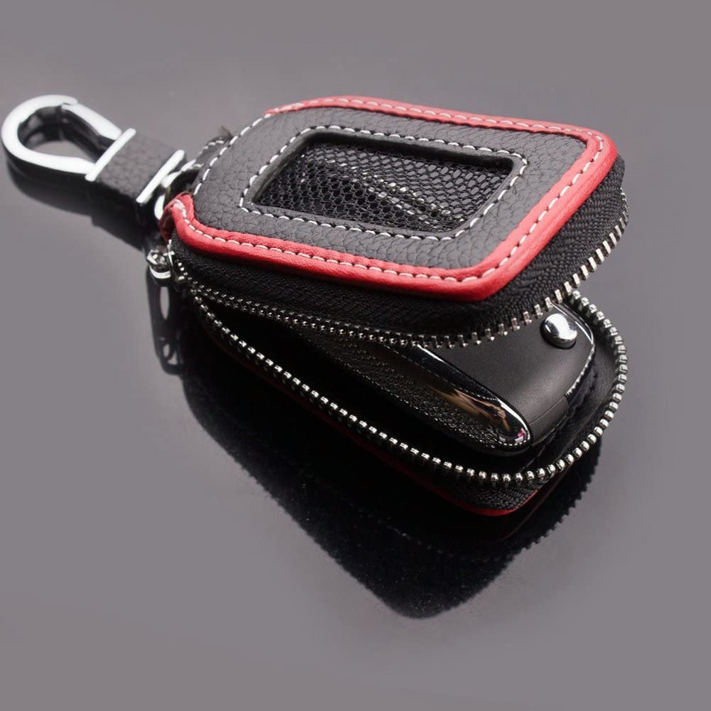 Car Key Chain Case Smart Key Holder Protection PU Leather Car Key Chain Bag Car Smart Keychain Holder Remote Keyring Wallet (Red)