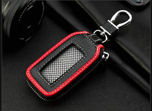 Car Key Chain Case Smart Key Holder Protection PU Leather Car Key Chain Bag Car Smart Keychain Holder Remote Keyring Wallet (Red)