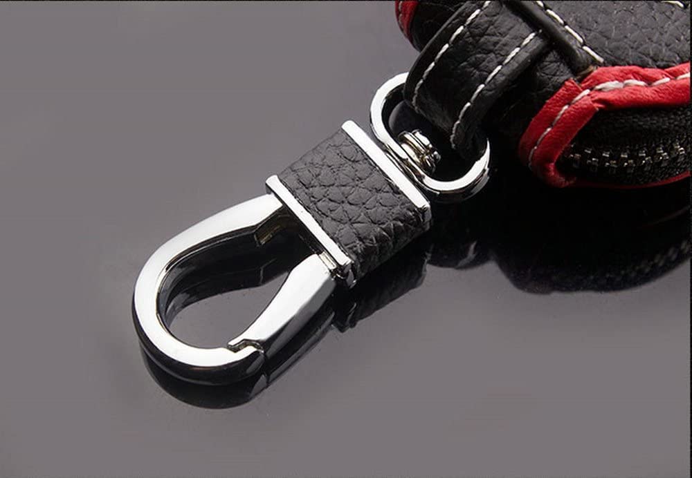 Car Key Chain Case Smart Key Holder Protection PU Leather Car Key Chain Bag Car Smart Keychain Holder Remote Keyring Wallet (Red)