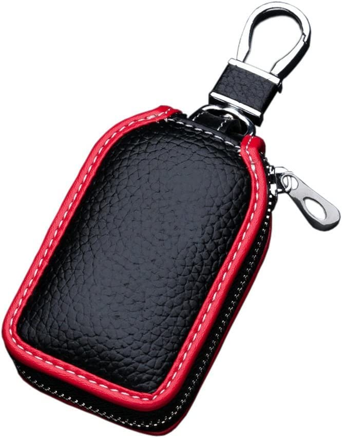 Car Key Chain Case Smart Key Holder Protection PU Leather Car Key Chain Bag Car Smart Keychain Holder Remote Keyring Wallet (Red)