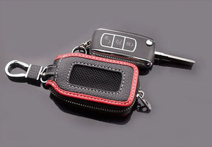 Car Key Chain Case Smart Key Holder Protection PU Leather Car Key Chain Bag Car Smart Keychain Holder Remote Keyring Wallet (Red)